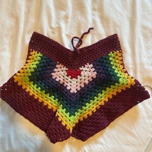 Colorful Crochet Patterned Shorts